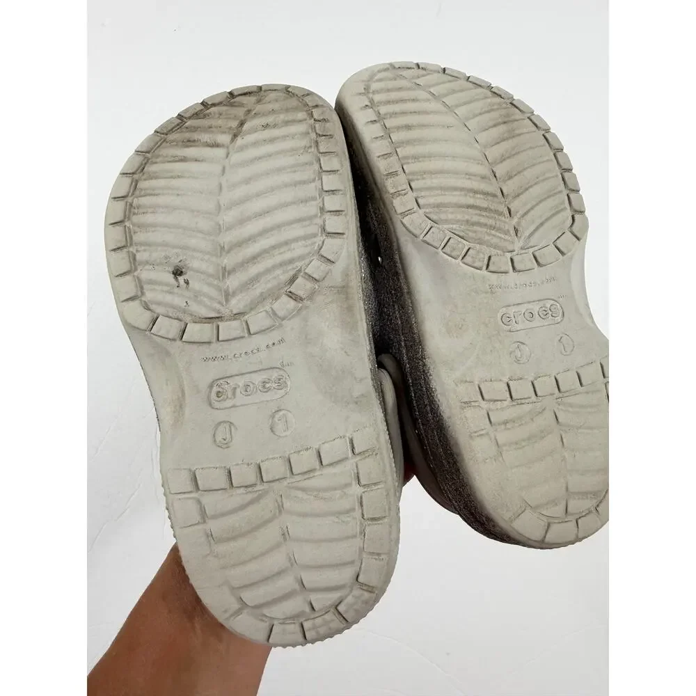 Crocs Baya Glitter Silver Clogs Kids Size 1 junior
